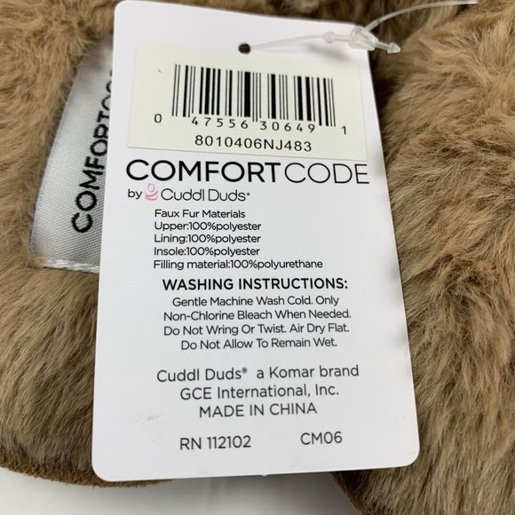Comfort Code by Cuddl Duds Crisscross Slipper Womens Sz 9-10 Brown Faux Fur 7943 - Picture 4 of 7